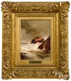 coastal scene by Edward Moran, oil on canvas, sold Jun 2020