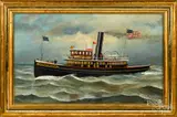 of the tugboat Dorothy Annan by James Blackton, oil on canvas, sold Jun 2020