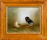 of a chick and shell by Ben Austrian, oil on canvas, sold Jun 2020