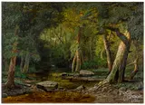 of a wooded landscape by Christopher Shearer, oil on canvas, sold Jun 2020