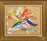 abstract by Hans Hofman, oil on paper, offered Jun 2020
