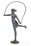 garden statue of a girl skipping rope by Dennis Smith, bronze, sold Jun 2020