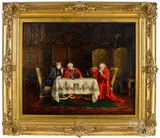 interior scene by Paul Schaan, oil on panel, offered Jun 2020