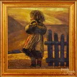 of a young girl by Zhiyue Zheng, oil on canvas, sold Jun 2020