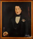 portrait of a young man with cigar and glass of wine by Joseph Chase Rutherford, oil on canvas, sold Jun 2020