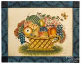 theorem of a basket of fruit by David Y. Ellinger, oil on velvet, sold Jun 2020
