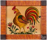 theorem of a rooster by David Y. Ellinger, oil on velvet, sold Jun 2020
