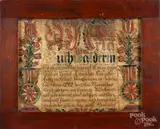 fraktur birth certificate for Maria Buchwalder by Leacock Township Artist, ink and watercolor, sold Jun 2020
