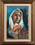 peasant woman by Israel Abramofsky, oil on board, offered Apr 2020
