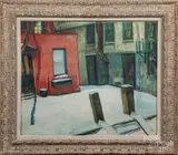 street scene by William Aurbach Levy, oil on canvas, sold Apr 2020
