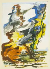 Two Figures by Ossip Zadkine, 1946, gouache on paper, sold Sep 2021