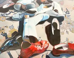 New Shoes and Boots by Lowell Nesbitt, 1975, oil on canvas, sold Sep 2021