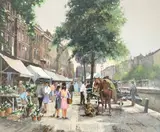Dutch Flower Market by Rein Sievers, oil on canvas (unstretched), sold Oct 2021