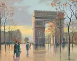 Arc de Triomphe by Roland Davies, oil on canvas (unstretched), sold Oct 2021
