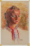 Untitled (Portrait of a young woman) by Clara Klinghoffer, 1938, pastel on paper mounted to artist board, sold Oct 2021