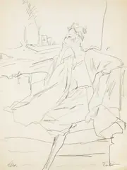 Portrait of Elsa Peretti by Joe Eula, c.1975, graphite on paper, sold Oct 2021