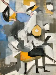 Abstract Guitar Player by Leonard Alberts, oil on canvas, sold Oct 2021