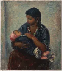 Mother and Child by Clara Klinghoffer, 1959, oil on linen, sold Oct 2021