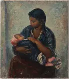 Mother and Child by Clara Klinghoffer, 1959, oil on linen, sold Oct 2021
