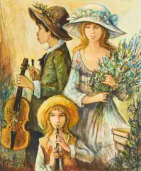Three Musicians by Jacques Lalande, oil on canvas, sold Oct 2021