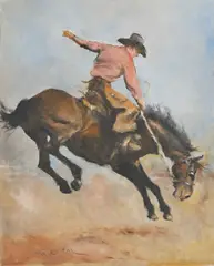 Rodeo by Pál Fried, oil and charcoal on canvas, sold Oct 2021