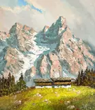 Alpine Majesty by Herbert August Uerpmann, oil on canvas (unstretched), sold Oct 2021