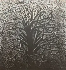 Winter Tree by Lowell Nesbitt, 1981, oil on canvas, sold Oct 2021