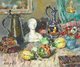 Still Life with Bust by Alfred Chagniot, oil on canvas (unstretched), sold Oct 2021