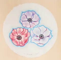 Three Single Anemones by Lowell Nesbitt, 1985, pastel on handmade paper, sold Oct 2021