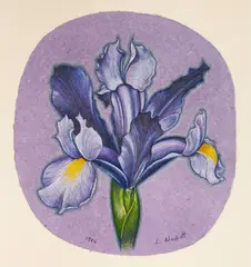 Violet Iris by Lowell Nesbitt, 1986, pastel on handmade paper, sold Oct 2021