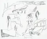 100 Years Of Cinema by Ken Whisson, 1996, ink on paper, sold Aug 2009