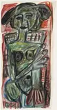 SEATED NUDE, c.1952-54 (TD 1617) by Tony Tuckson, oil wash and pencil on paper, sold Aug 2009