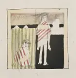 St Kilda Study by Sidney Nolan, c.1943, ink, pencil, watercolour and collage, sold Aug 2009