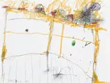 Fish On A Plate by John Olsen, 1999, mixed media on paper, offered Aug 2009