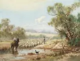 Shearing Time by James Alfred Turner, oil on canvas, offered Aug 2009