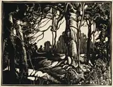 Forest by Murray Griffin, linocut, sold Aug 2009