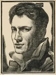 Self Portrait by Murray Griffin, 1932, linocut, sold Aug 2009