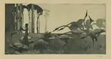 The Spirit Of The Plains (1St State) by Sydney Long, 1918, etching and aquatint, sold Aug 2009
