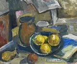 Still Life, Quinces by William Frater, oil on composition board, sold Aug 2009