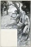 Young And Old Satyr by Rupert Bunny, c.1894, conté; and monochrome wash with white highlights on card, offered Aug 2009