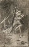 Jacob Wrestling With The Angel by Rupert Bunny, c.1887, conté; and white highlights on paper, sold Aug 2009