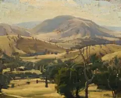 Landscape by Murray Griffin, oil on canvas, offered Aug 2009