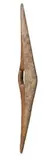 An Exceptional Parrying Shield by Artefacts And Carvings, carved in hardwood, of tapering form, the triangular face decorated on both sides with engraved diamond pattern designs, offered Oct 2009