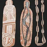 Untitled (Dingo Ceremony) by Mick Namarari Tjapaltjarri, 1971-72, synthetic polymer powder paint on composition board, sold Oct 2009