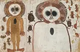 A Pair Of Wanjina by Charlie Numbulmoore, c.1970, natural earth pigments on cardboard, sold Oct 2009