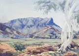 Mcdonnell Ranges by Albert Namatjira, 1950, watercolour on paper, sold Oct 2009
