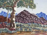 Central Australian Landscape by Otto Pareroultja, watercolour on paper, sold Oct 2009