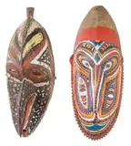 A Pair Of Coastal Masks by Oceanic Artefacts, (ii) A Ramu River Mask from Murik Lakes, polychromed with shell inset eyes, c.1970s synthetic polymer paint and enamel o, sold Oct 2009