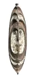 A Ramu River Flute Mask by Oceanic Artefacts, carved from hardwood, with opposing incurved hooks, the nose pierced. Traces of white and red pigment and old wear, smoo, sold Oct 2009