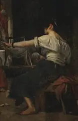 Carding The Wool by E. Phillips Fox, c.1892, oil on canvas, sold Nov 2009
